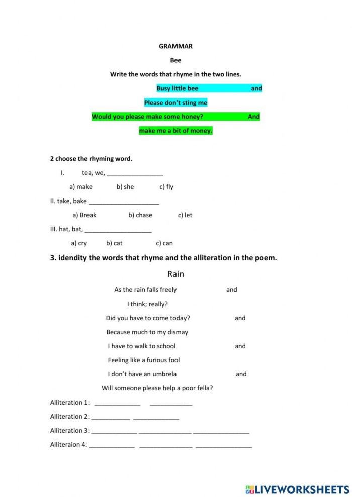 First Grade student working on the What's Up with This Poem worksheet to explore poem structure