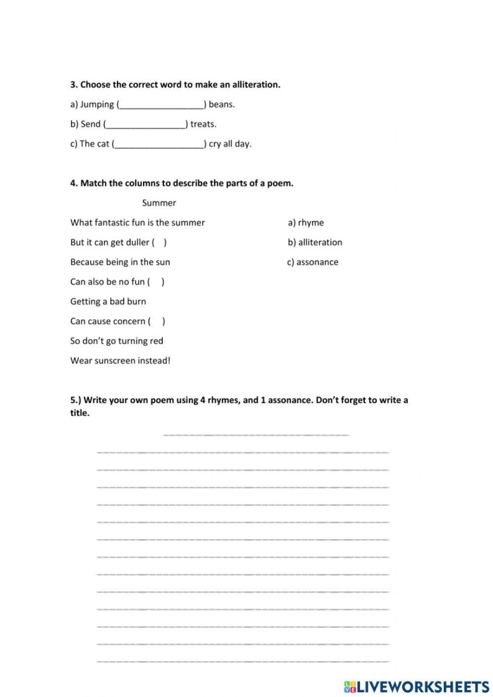 First Grade students working on a What's Up with This Poem worksheet to explore poem structure