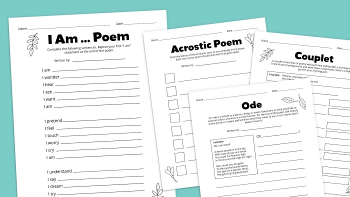 First Grade student working on the What's Up with This Poem worksheet analyzing poem words and structure