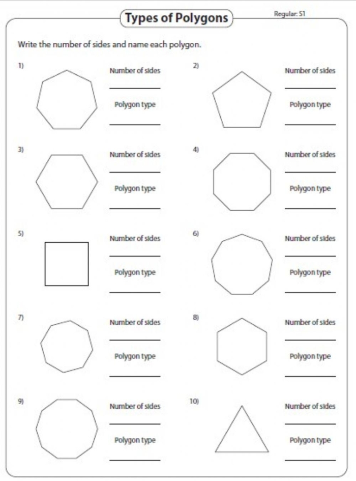 Engaging worksheet for learning about polygons and their characteristics Worksheet for identifying polygons with colorful shapes for first graders