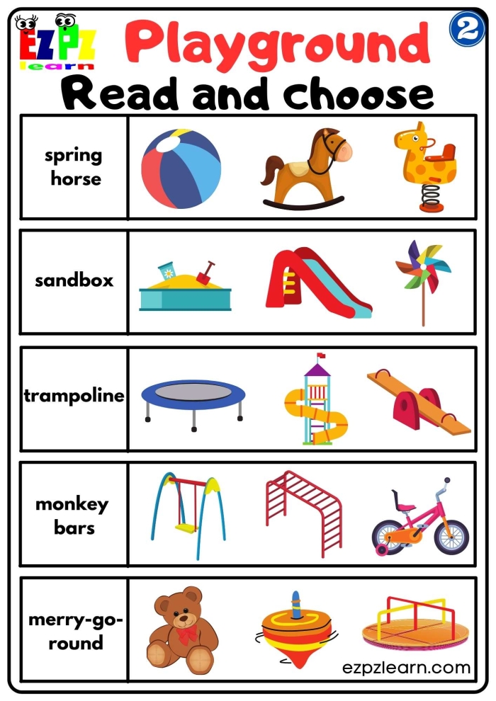 First grade kids creating a colorful pop-up park with slides, swings, and animal-filled trees worksheet