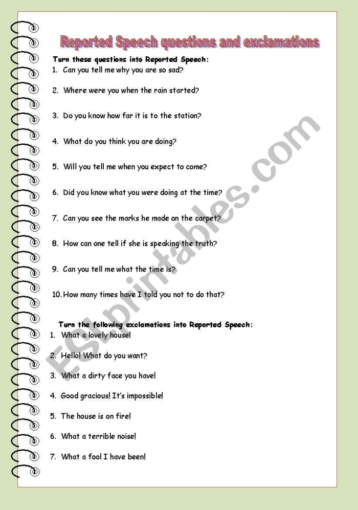 Colorful worksheet illustrating four types of sentences: statements, questions, commands, and exclamations for young learners. Engaging Sentences Handout for first and second-grade students.