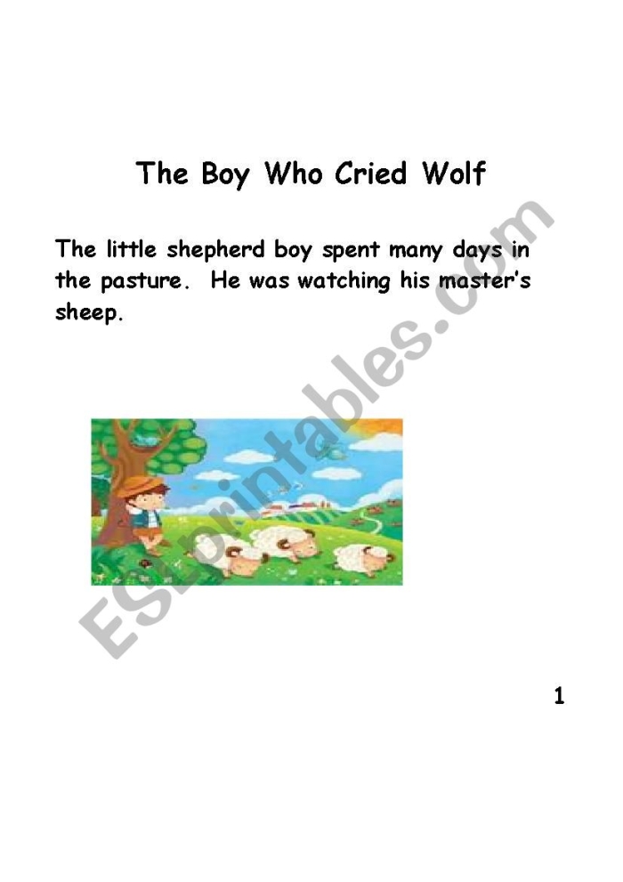 Order the fable scenes in this engaging counting activity for young learners Worksheet for The Boy Who Cried Wolf story to help first graders with sequencing