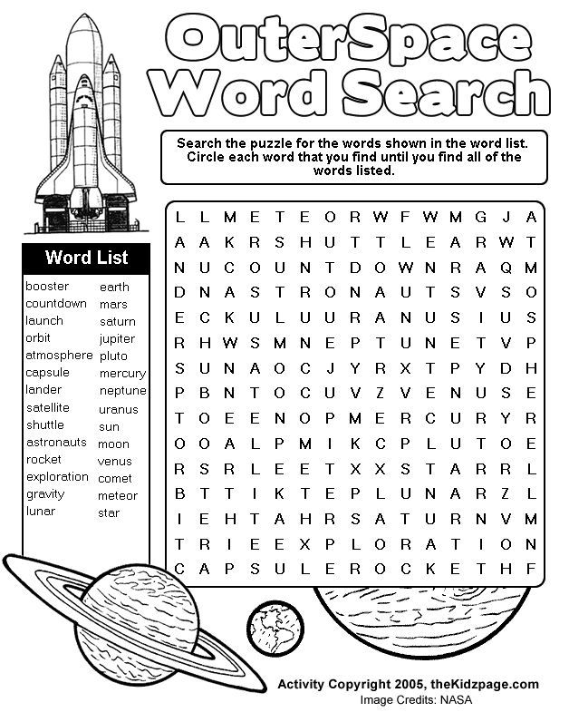 First Grade subtraction Outer Space Word Search activity to boost spelling skills, image 18 Outer Space Word Search worksheet for first grade subtraction practice with space vocabulary