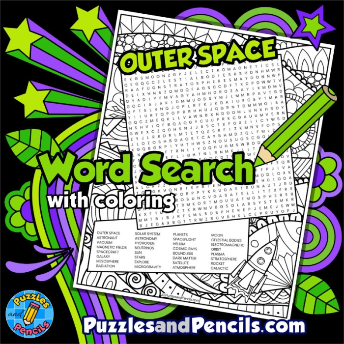 Outer Space Word Search worksheet for young learners focusing on subtraction skills First Grade subtraction Outer Space Word Search worksheet with fun space vocabulary