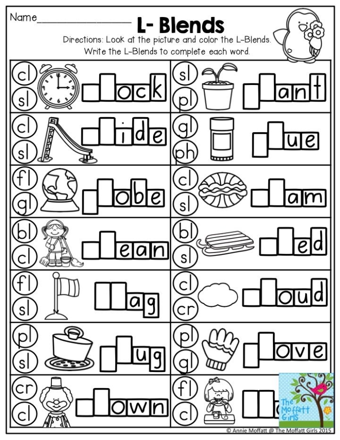Spelling activity matching word beginnings to ending blends for young learners on worksheet 18 First Grade Ending Consonant Blends worksheet with mixed-up word parts for spelling practice