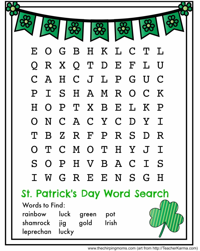 First grade St. Patrick's Day addition word problems worksheet with colorful leprechaun and pot of gold illustrations