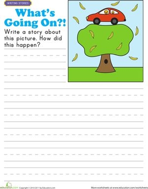 Multiplication worksheet for First Grade Worksheet featuring Story Starters: What's Going On? designed for first graders to spark their creativity. Fun and engaging multiplication worksheet to inspire silly storytelling for young learners.