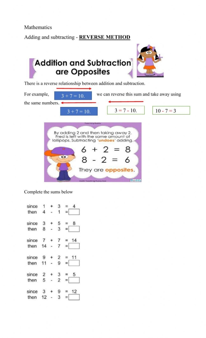 Inverse Subtraction Practice worksheet for young learners to solve subtraction problems by finding missing values First Grade worksheet for practicing subtraction using inverse operations with missing numbers