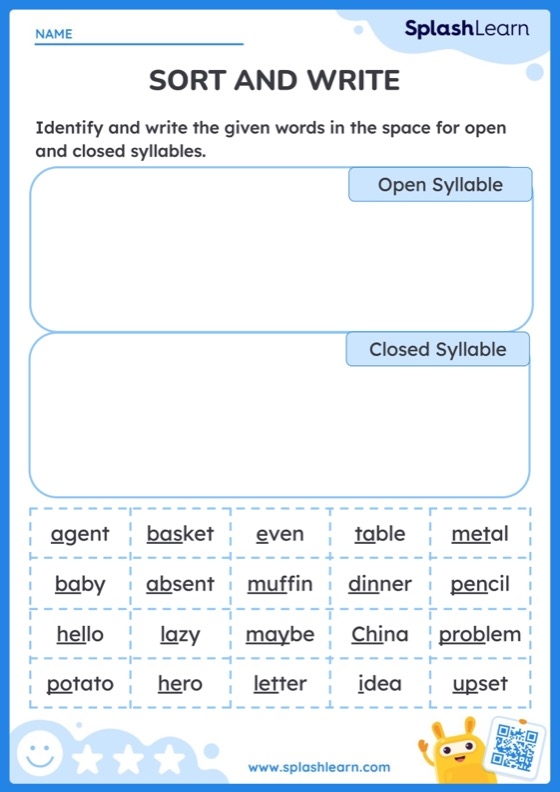 Engaging activity for students to sort words by syllable count in a fun worksheet Syllable Sort worksheet for first graders featuring cut-out words for syllable counting practice