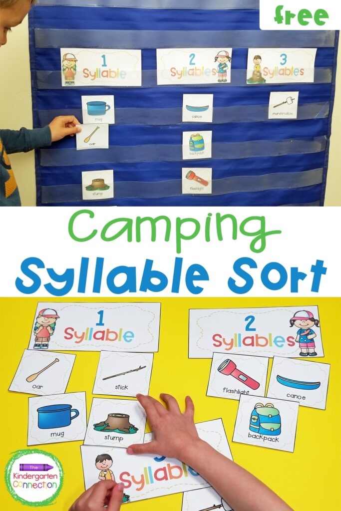 Writing worksheet for First Grade First grade students engaging with a Syllable Sort worksheet, cutting and sorting words by syllable count. Interactive worksheet for mastering syllable counting in early writing skills.