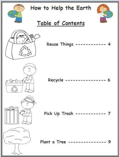Exploring a Table of Contents worksheet for early learners Sample worksheet featuring a table of contents and comprehension questions for first graders