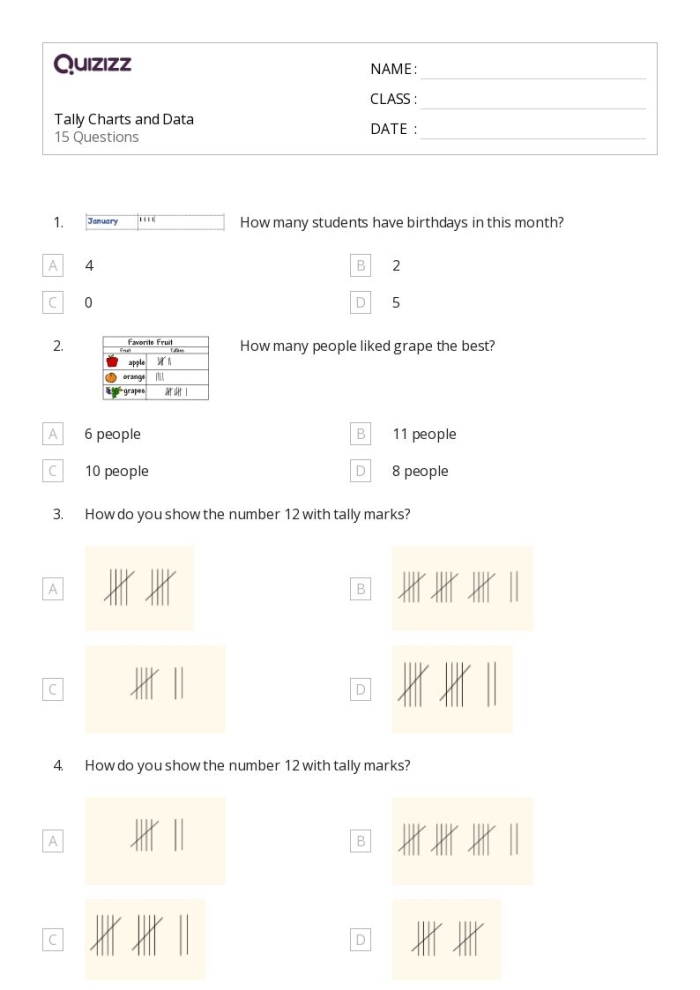 First Grade worksheet featuring adorable animals for tallying practice in history