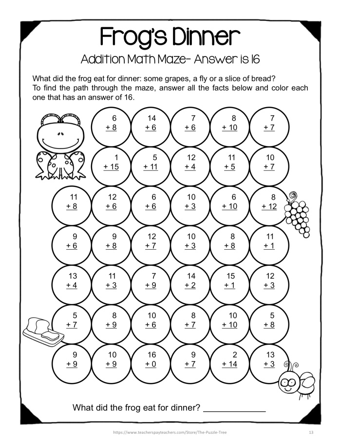 Engaging math activity that encourages kids to practice addition skills Math Maze worksheet for first graders focused on time and money concepts