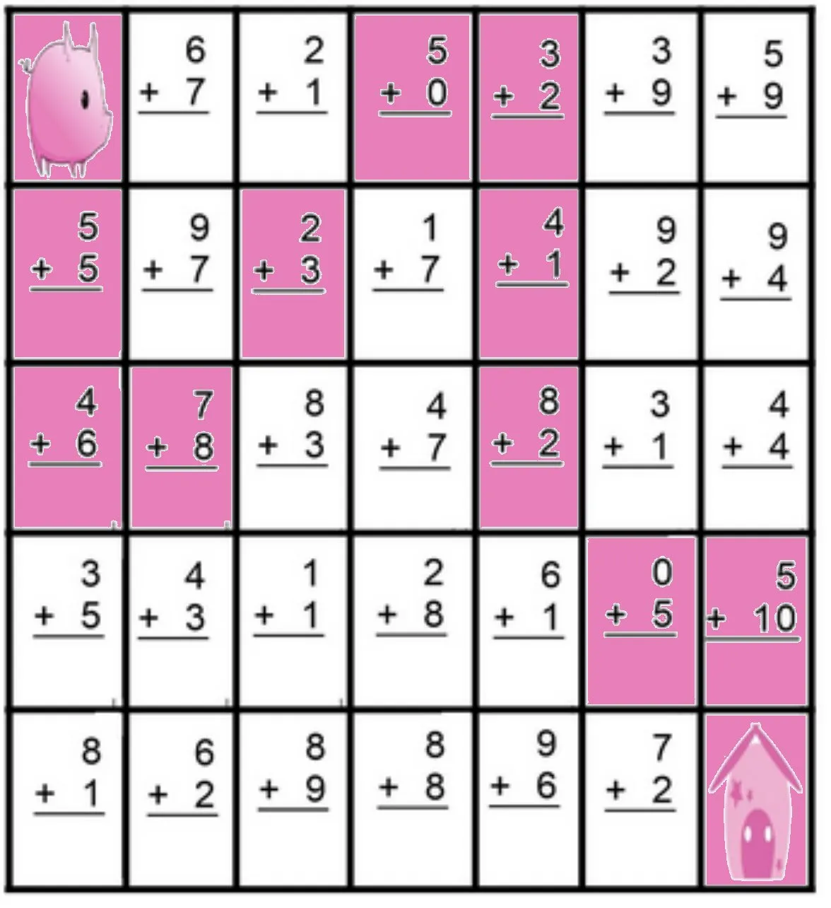 Engaging activity to encourage children to practice addition skills Math Maze worksheet for first graders focusing on time and money concepts