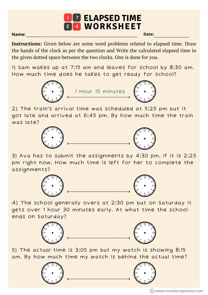 First grade students solving time word problems on a worksheet. Engaging time word problems for young learners in geometry.
