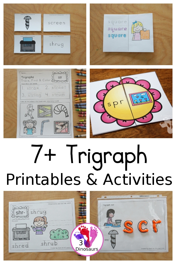First grade trigraphs worksheet exercise 15 with three letter sound combinations