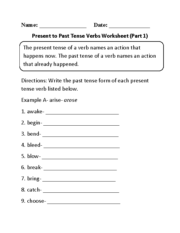 Worksheet 19 illustrating how the verb eat changes from present to past tense for first graders First Grade worksheet showing the verb eat in past and present tense with mixed operations