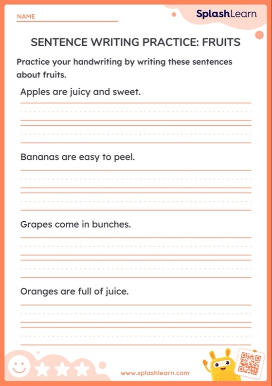 Creative sentence stretching activity sheet for young writers number 23 First Grade Sentence Practice worksheet for alphabet learning and writing skills