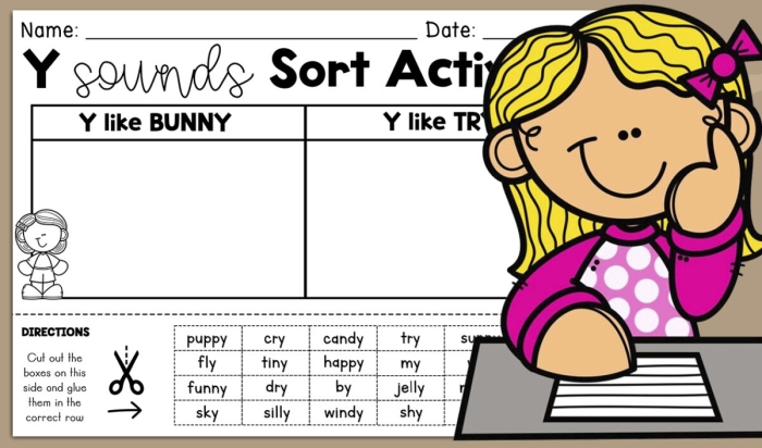 Fun Printable Y as a Vowel Worksheets for First Grade Geography