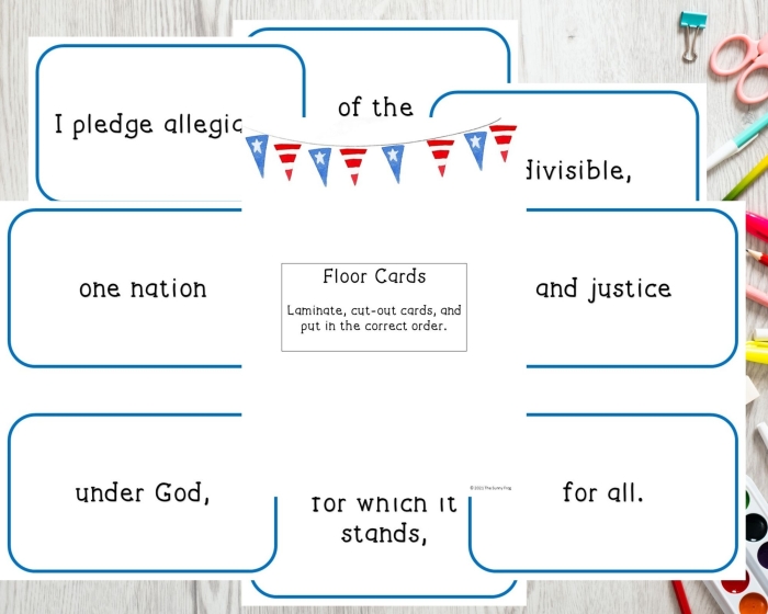 Pledge of Allegiance Coloring Sheet for Beginning Readers First grade students coloring and learning the Pledge of Allegiance words with fun illustrations