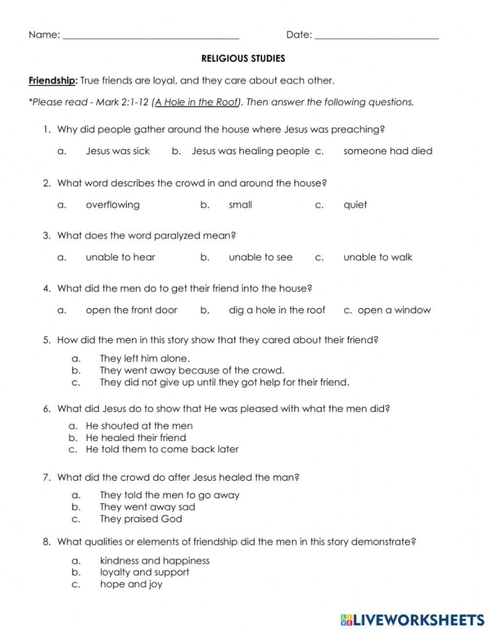 Kindergarten worksheet featuring The Four Friends poem and comprehension questions