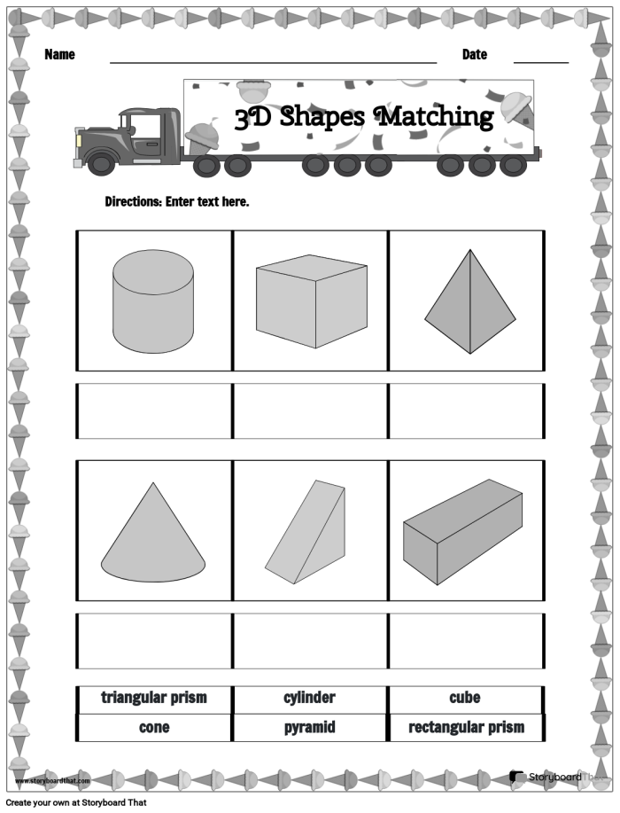 Fourth Grade worksheet on geometric solid shapes for addition practice