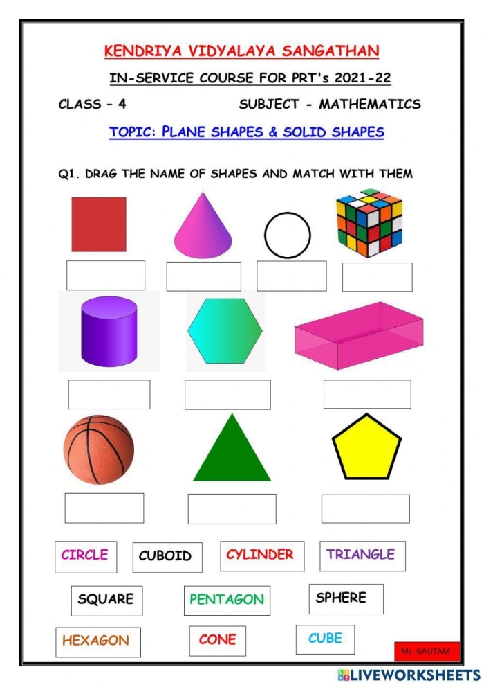 Fourth Grade geometric solid shapes worksheet focusing on addition skills