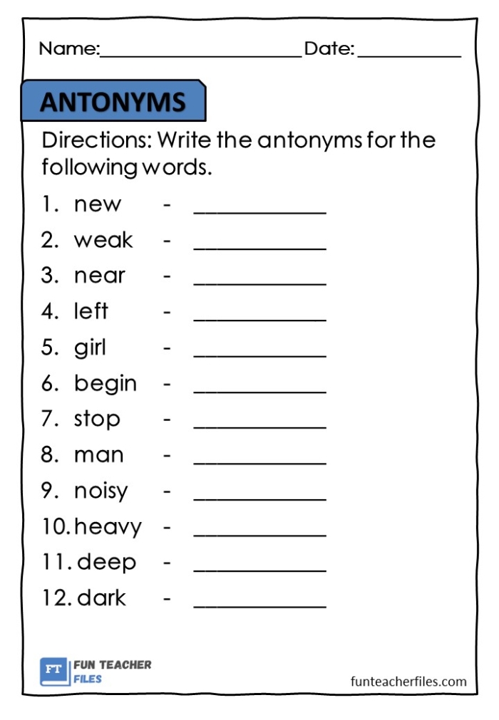 Engaging Level 2 antonym matching exercise for fourth graders, image 23 Fourth Grade worksheet for matching antonyms in a fun vocabulary activity