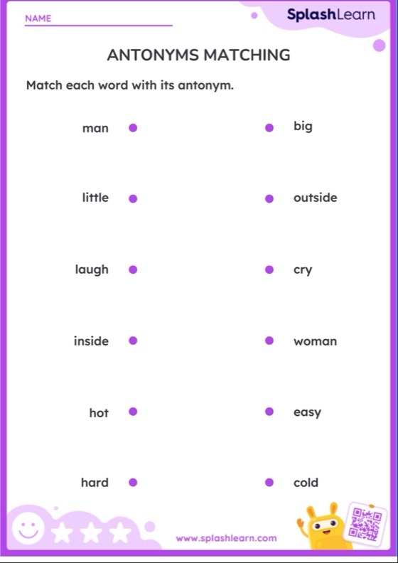 Match the Antonyms Level 2 vocabulary activity for fourth graders, image 18 Fourth grade worksheet for matching antonyms with an addition theme