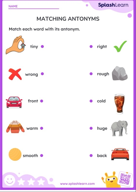 Fun antonym matching activity worksheet designed for fourth grade vocabulary practice Fourth grade students completing a Match the Antonyms Level 2 worksheet focused on vocabulary