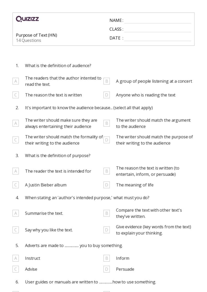 A fourth grade student writing worksheet showing a prompt about whether homework is helpful or harmful with lines for writing an argument and supporting reasons