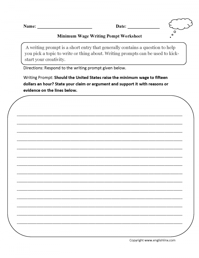 Fourth grade students learning to write argument essays with a homework debate prompt on a worksheet