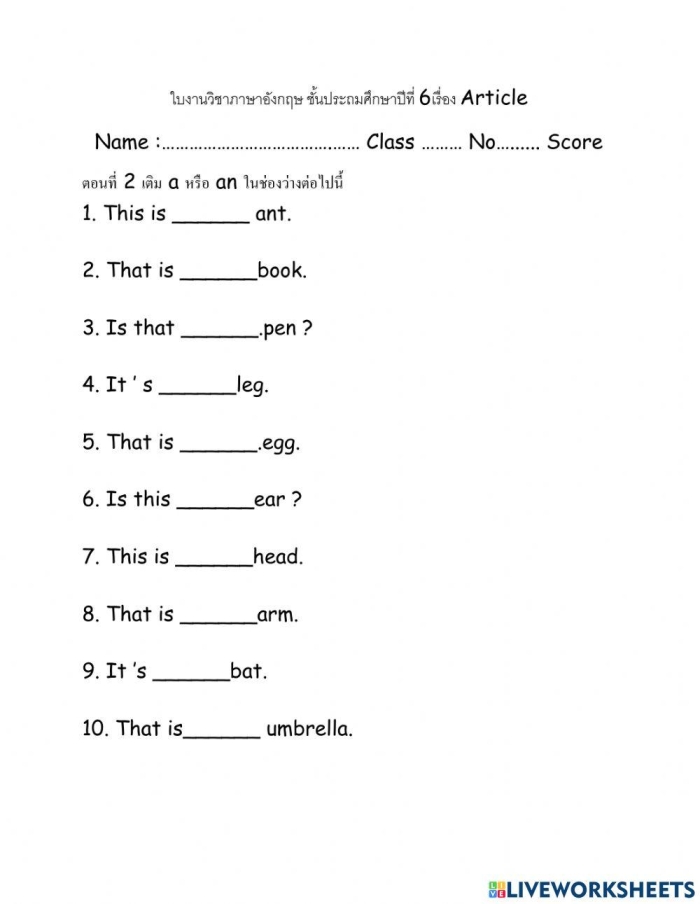 Identifying Articles in Literature Passages Activity Sheet 19 Fourth grade students circling articles in quotes from Bud, Not Buddy worksheet exercise 19