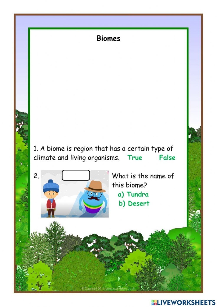 Engaging life science worksheet titled "What Is a Biome?" designed for fourth-grade students A colorful worksheet for fourth graders exploring various Earth biomes and life science concepts