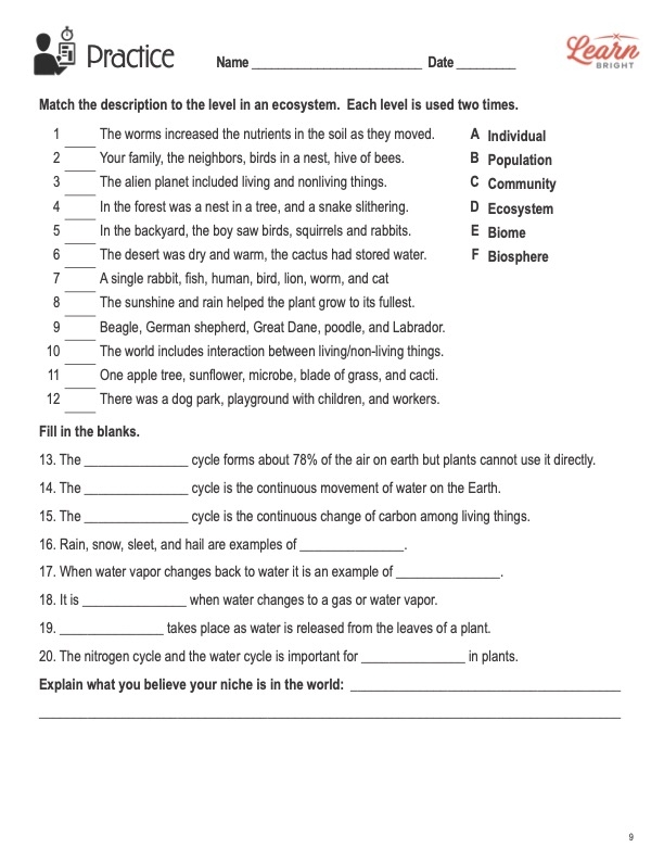 Worksheet on biomes for fourth-grade students exploring Earth's ecosystems Illustration of various biomes featured in a fourth-grade life science worksheet