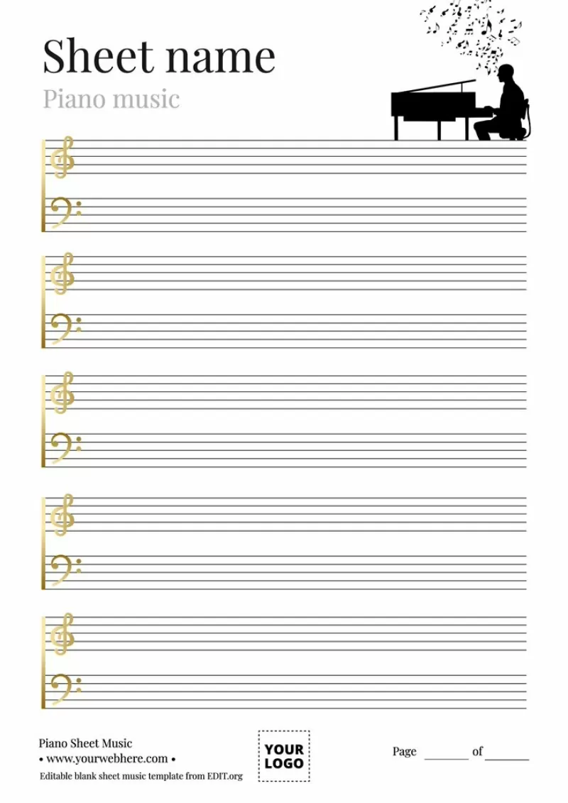 Blank sheet music worksheet for fourth-grade musicians to compose their own songs