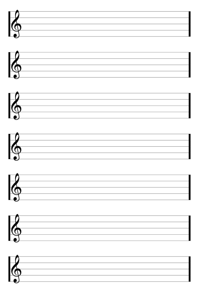 Blank sheet music worksheet for fourth-grade musicians to compose original songs
