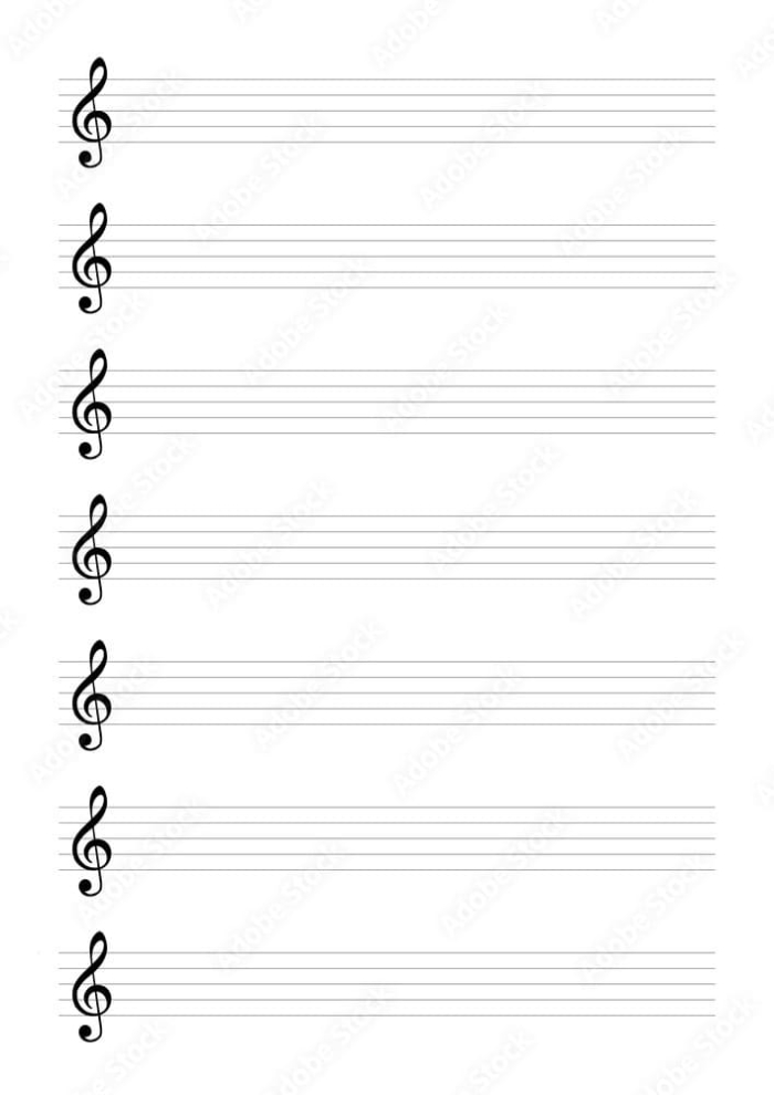 Blank sheet music worksheet for fourth-grade musicians to compose original songs