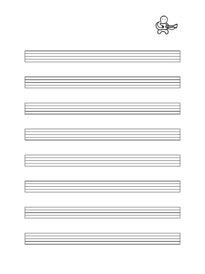 Blank sheet music worksheet for fourth-grade musicians to compose their own songs
