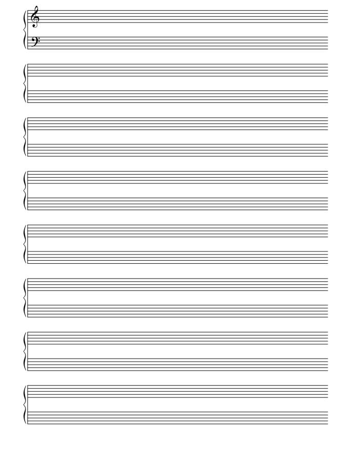 Blank sheet music worksheet for fourth-grade musicians to compose their own songs