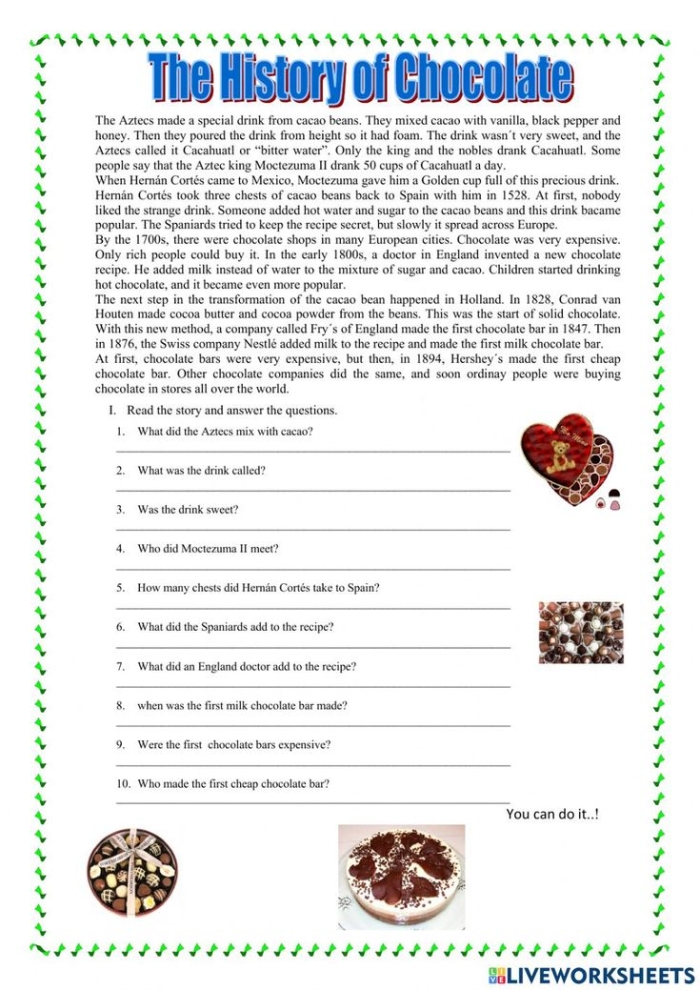 Fourth grade students working on a Chocolatey Facts and Opinions worksheet about chocolate