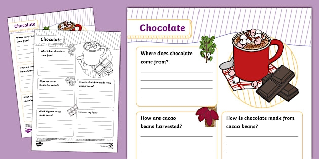 Fourth grade worksheet on chocolate facts and opinions with colorful illustrations