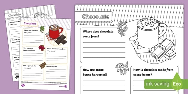 Fourth grade students working on a Chocolatey Facts and Opinions worksheet about chocolate