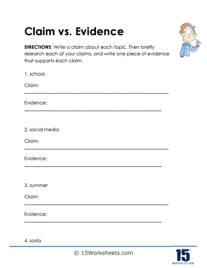 Educational resource image for the Make a Claim worksheet designed for reading comprehension Worksheet for fourth graders on making a claim and supporting it with evidence