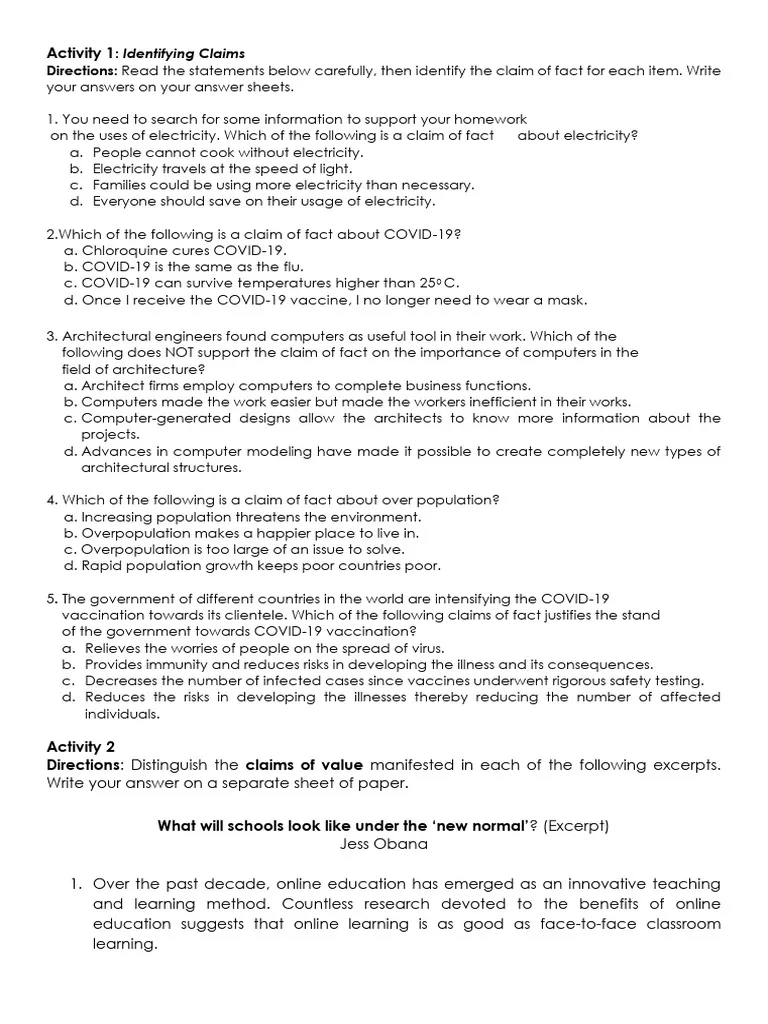 Make a Claim worksheet for reinforcing opinion development with evidence Worksheet for developing and supporting claims in reading comprehension for fourth graders
