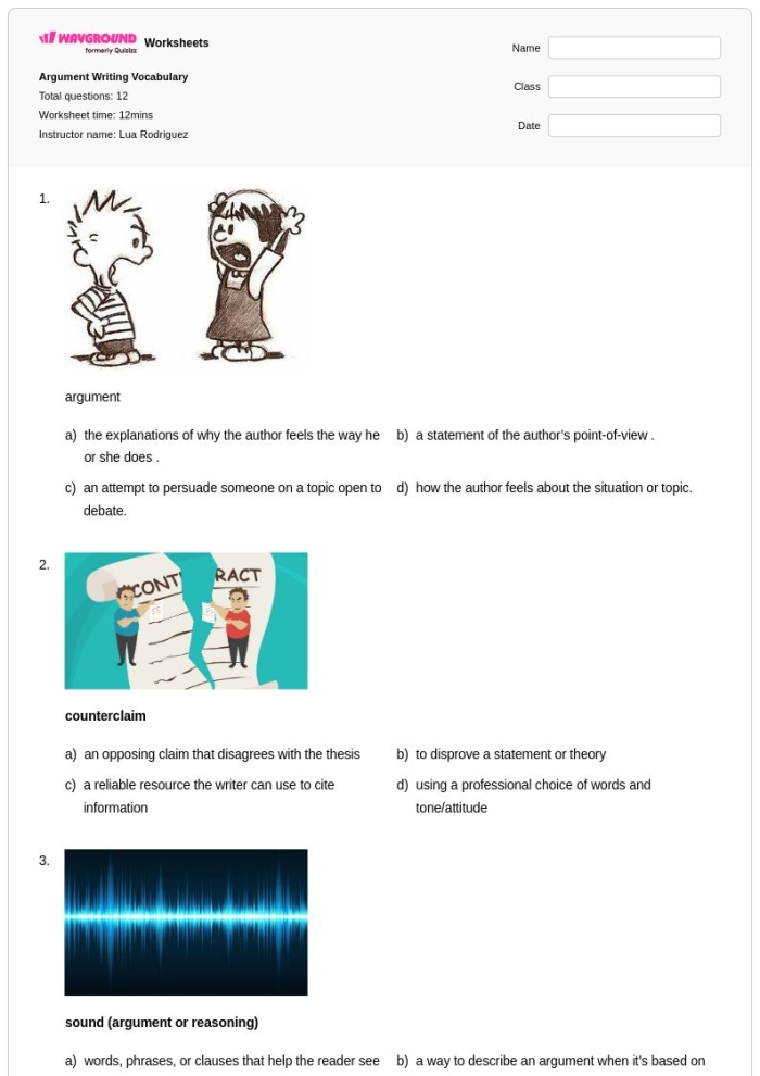 Fourth grade students learning to write arguments about homework with a claim statement worksheet