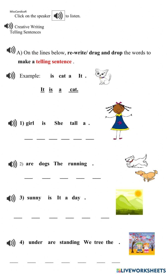Engaging Sentence Mix-Up Game worksheet for teamwork and writing skills in fourth grade Fourth graders collaborating on a Sentence Mix-Up Game worksheet to create a story