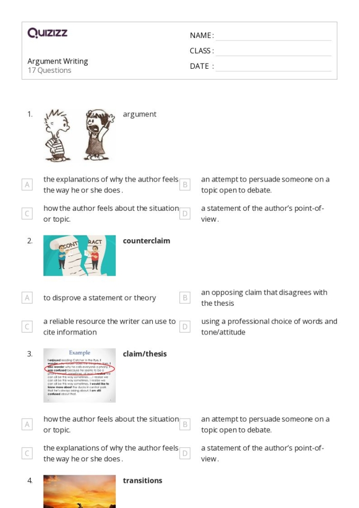 Worksheet for fourth graders focused on writing counter-arguments and rebuttals. Argument Writing: Counter-Arguments worksheet for practicing persuasive writing skills.