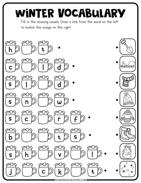 Fourth grade phonics worksheet focused on winter temperatures and data graphing